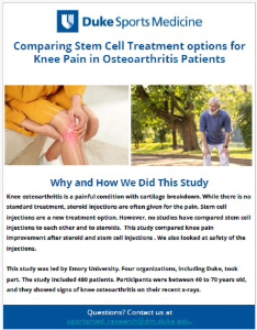 Comparing Stem Cell Treatment options for knee pain in Osteoarthritis patients