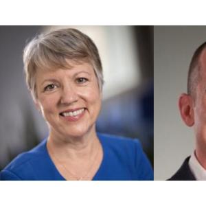 Christine Goertz's and Trevor Lentz's headshots